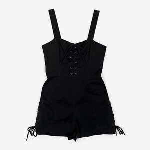 Intermix Jules Lace-Up Romper Size 4 Black Cotton Blend